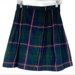 VINTAGE - Dark Green Plaid Wool Wrap Skirt Size 10